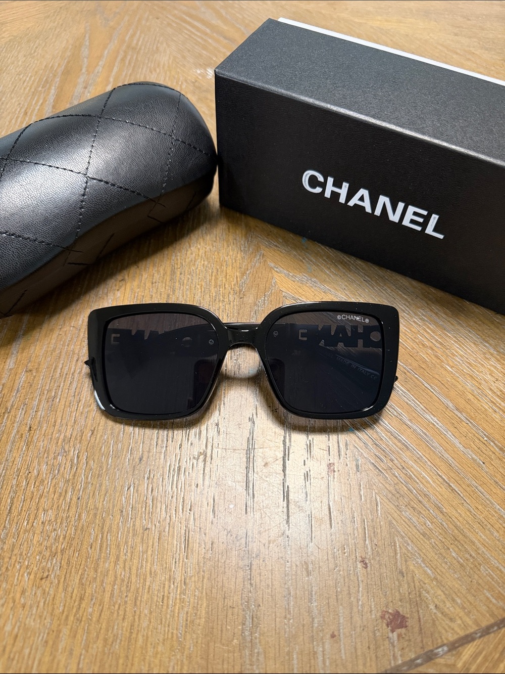 CHANEL Black Square Oversized Sunglasses